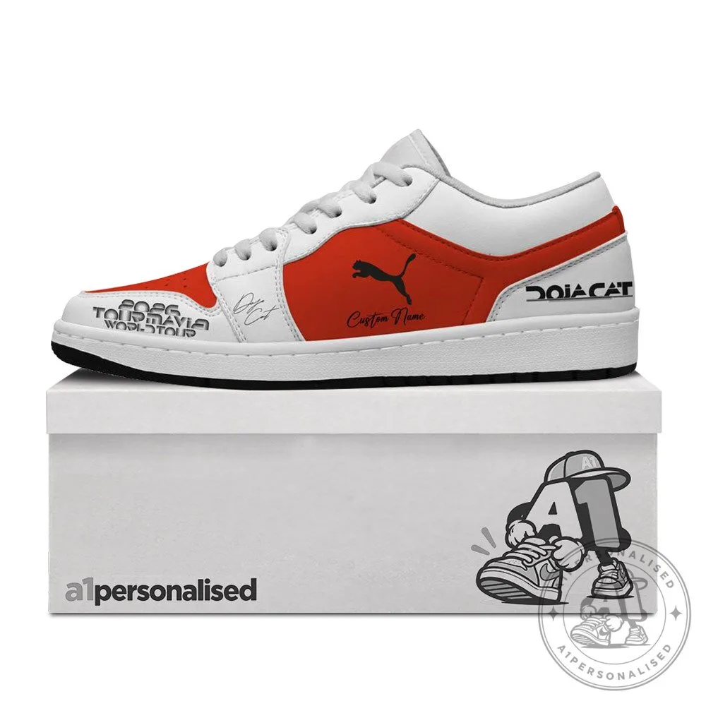Doja Cat Tour Ma Vie 2026 White Red Custom Name Sneakers | Footwear 7 Doja Cat Tour Ma Vie 2026 White Red Custom Name Sneakers | Footwear