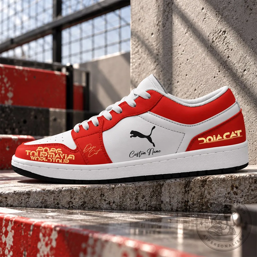 Doja Cat Tour Ma Vie 2026 Red White Custom Name Sneakers | Footwear