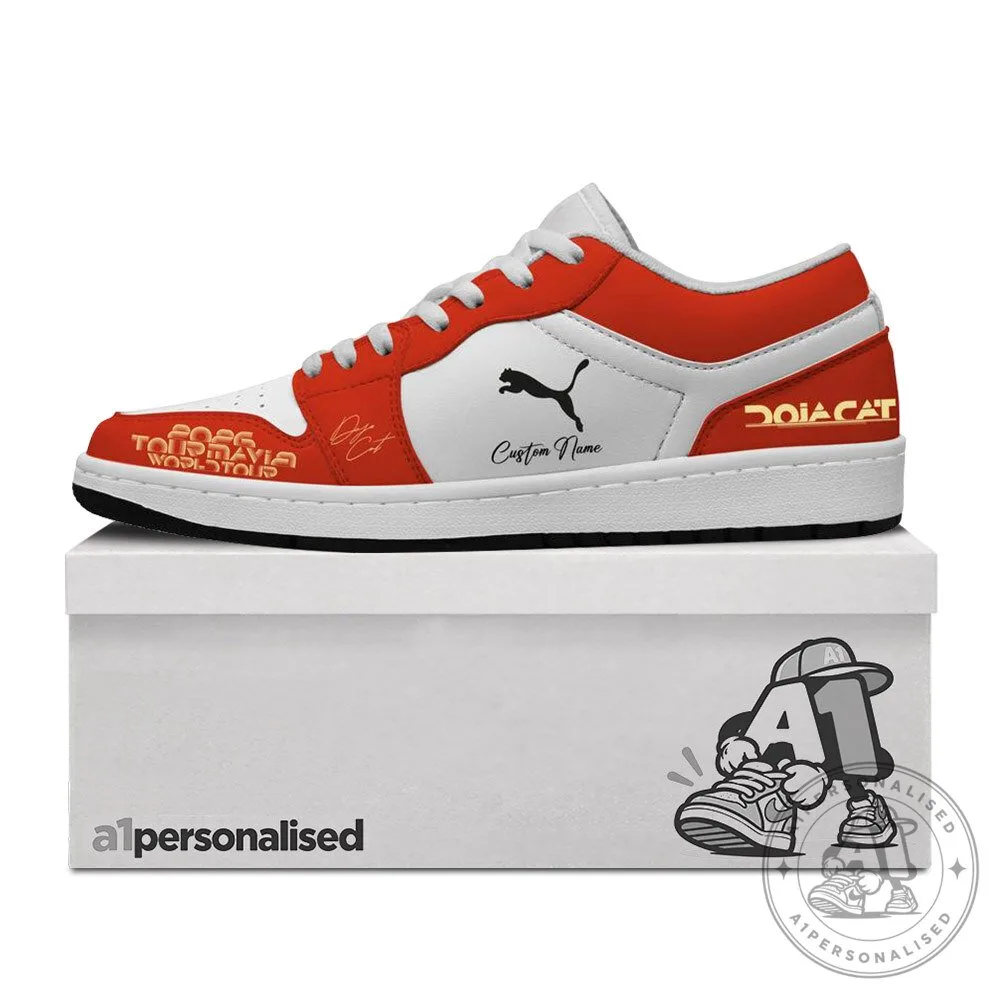 Doja Cat Tour Ma Vie 2026 Red White Custom Name Sneakers | Footwear 7 Doja Cat Tour Ma Vie 2026 Red White Custom Name Sneakers | Footwear