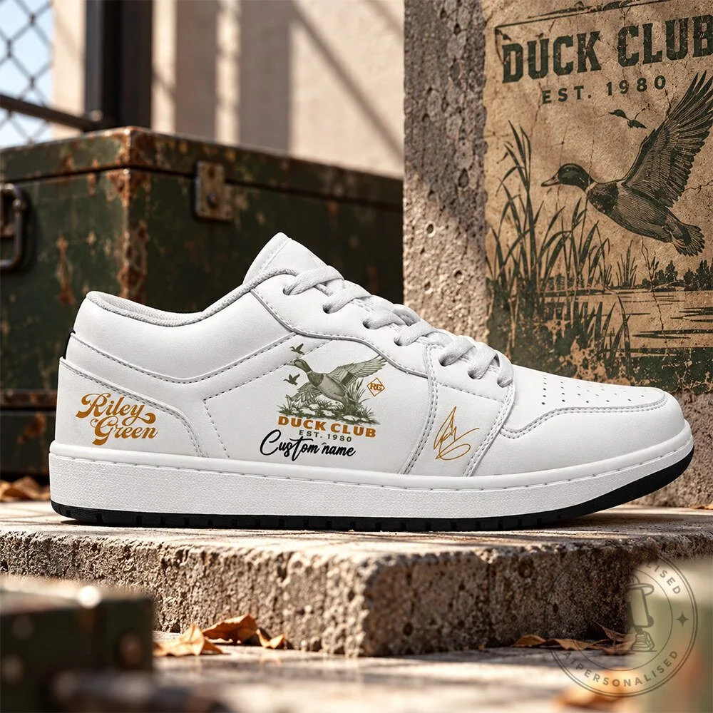 Riley Green Duck Club White Custom Name Low Top Sneakers | Footwear 6 Riley Green Duck Club White Custom Name Low Top Sneakers | Footwear