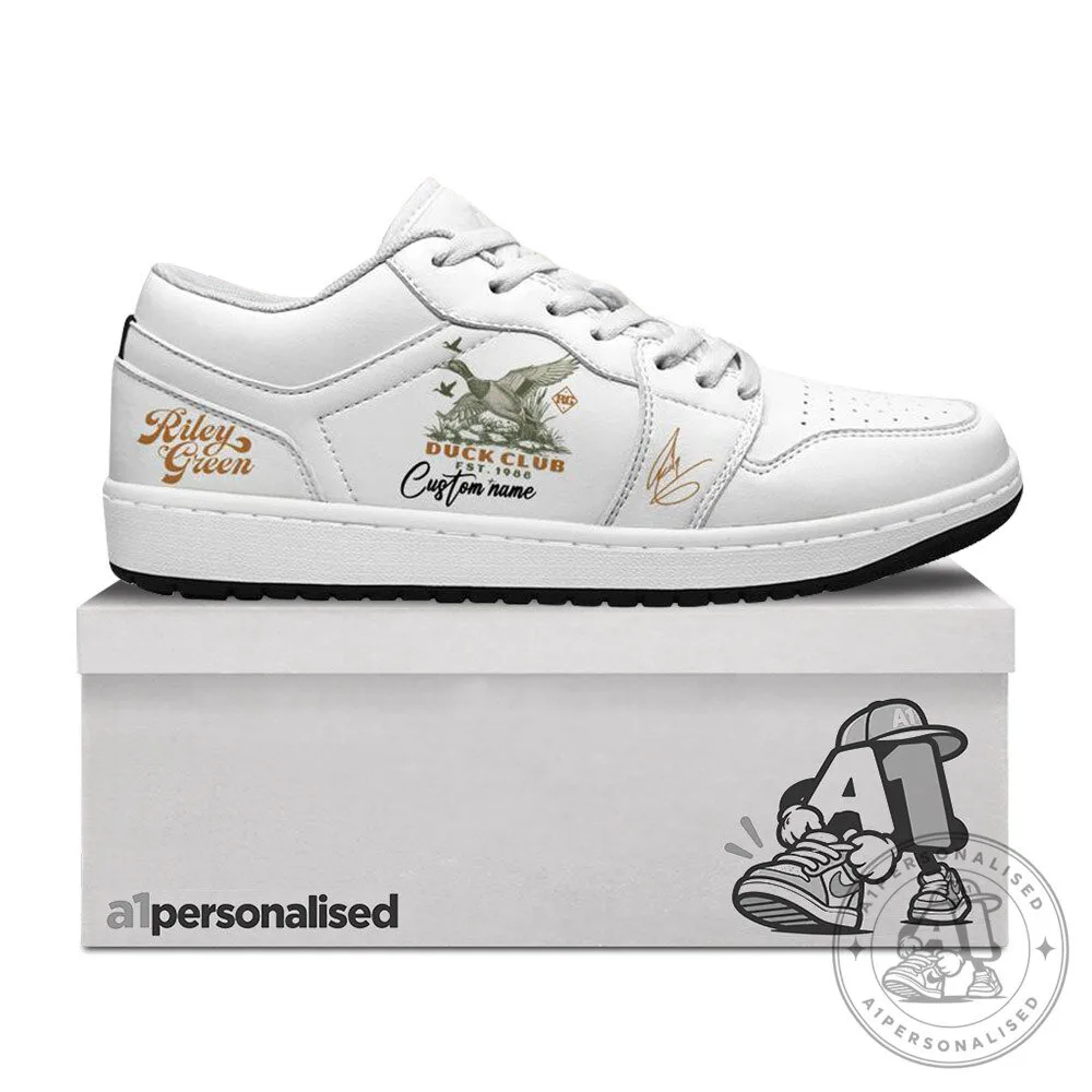 Riley Green Duck Club White Custom Name Low Top Sneakers | Footwear 7 Riley Green Duck Club White Custom Name Low Top Sneakers | Footwear