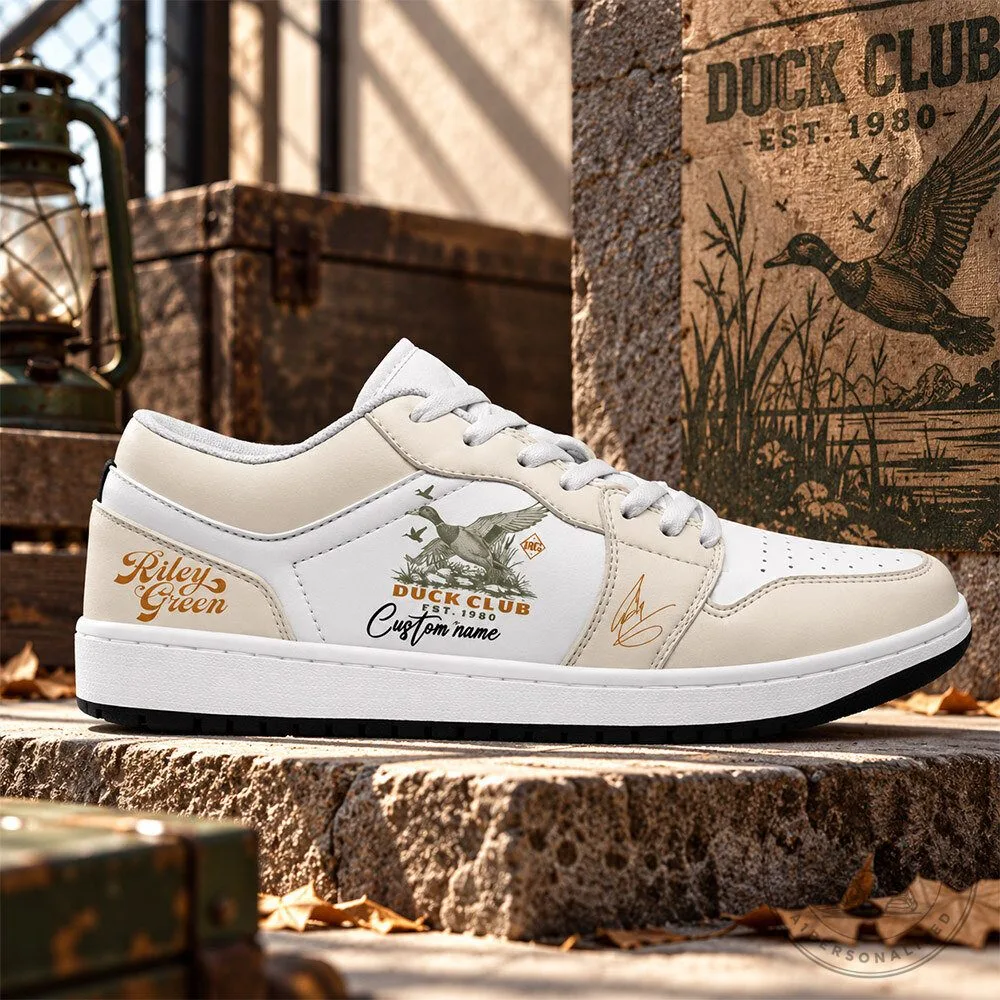 Riley Green Duck Club Cream Custom Name Low Top Sneakers | Footwear 4 Riley Green Duck Club Cream Custom Name Low Top Sneakers | Footwear