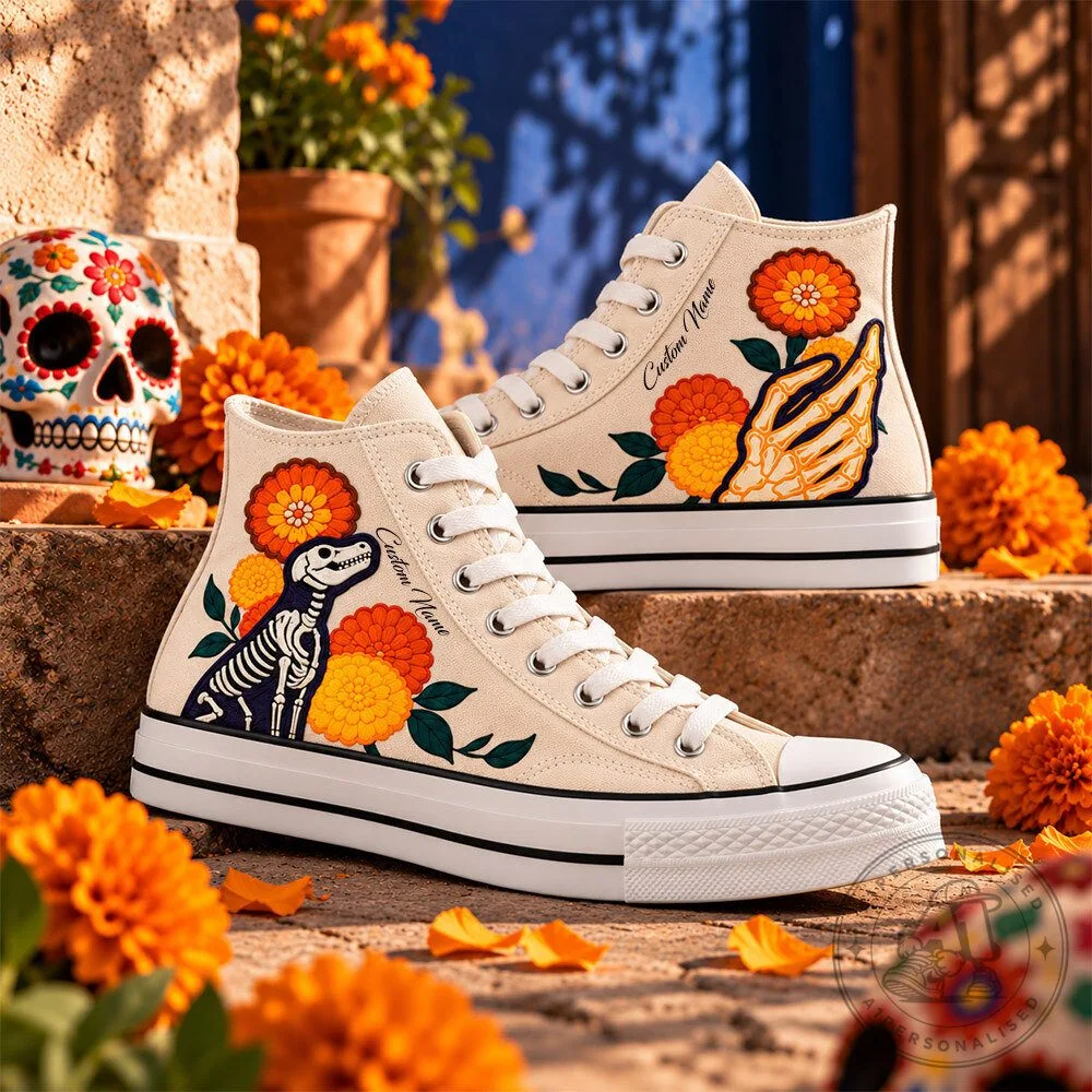 Dia De Muertos 2026 Custom Name High Top Sneakers | Footwear