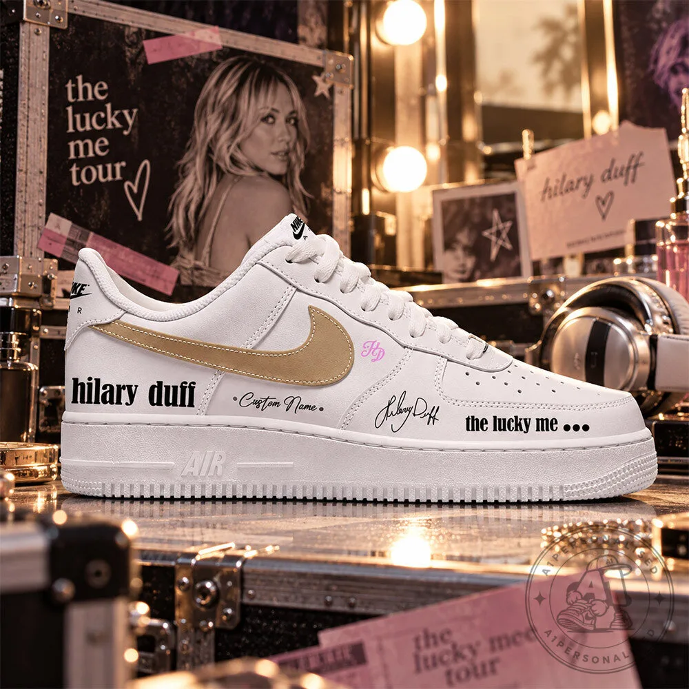 Hilary Duff The Lucky Me Tour White Gold Custom Name Sneakers | Footwear