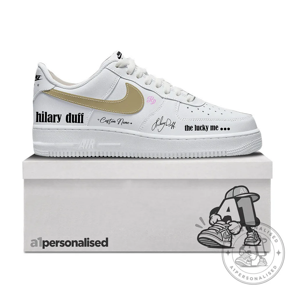 Hilary Duff The Lucky Me Tour White Gold Custom Name Sneakers | Footwear 7 Hilary Duff The Lucky Me Tour White Gold Custom Name Sneakers | Footwear