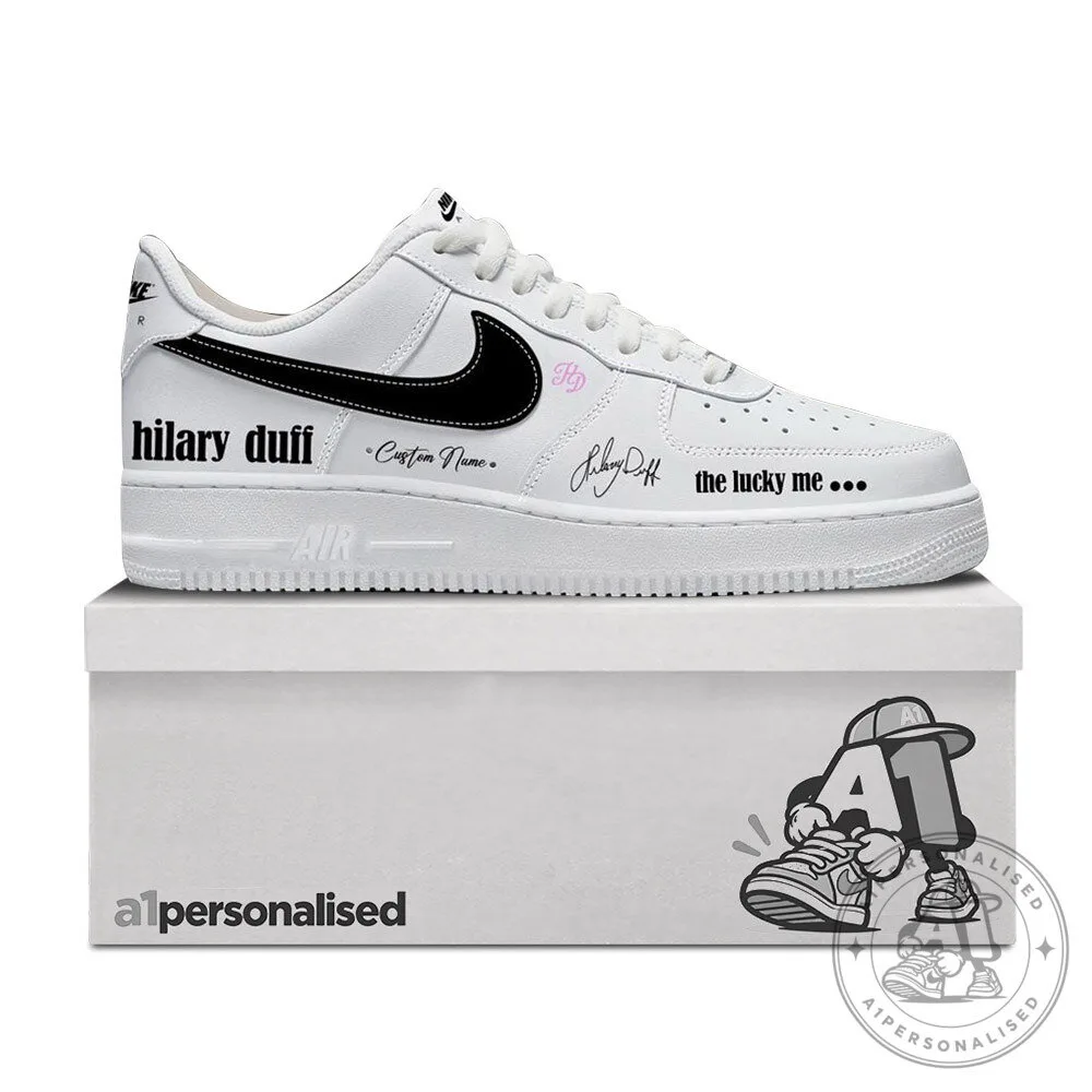 Hilary Duff The Lucky Me Tour White Black Custom Sneakers | Footwear 7 Hilary Duff The Lucky Me Tour White Black Custom Sneakers | Footwear