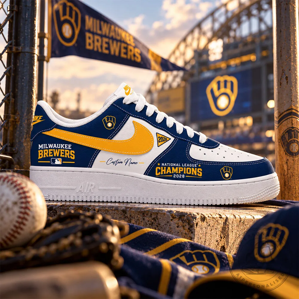 Milwaukee Brewers 2026 NL Champions Navy Gold AF1 Sneakers | Footwear