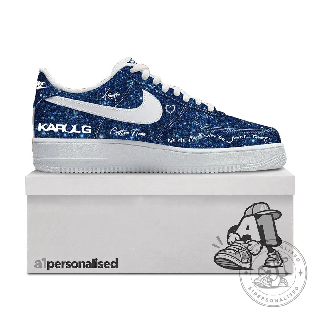 Karol G No Me Arrepiento 2026 Navy Glitter AF1 Sneakers | Footwear 7 Karol G No Me Arrepiento 2026 Navy Glitter AF1 Sneakers | Footwear