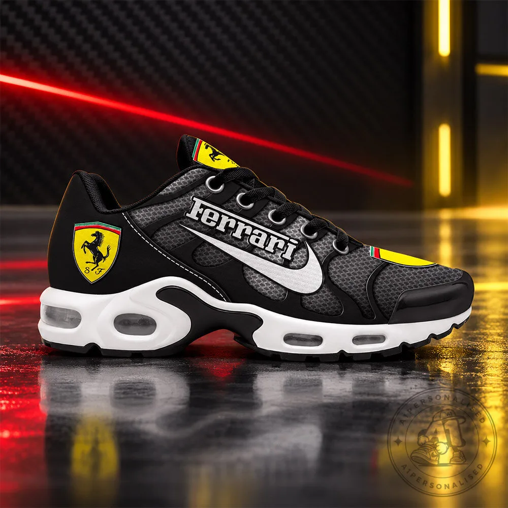Ferrari Racing Black Yellow Air Max Plus Style Sneakers | Footwear