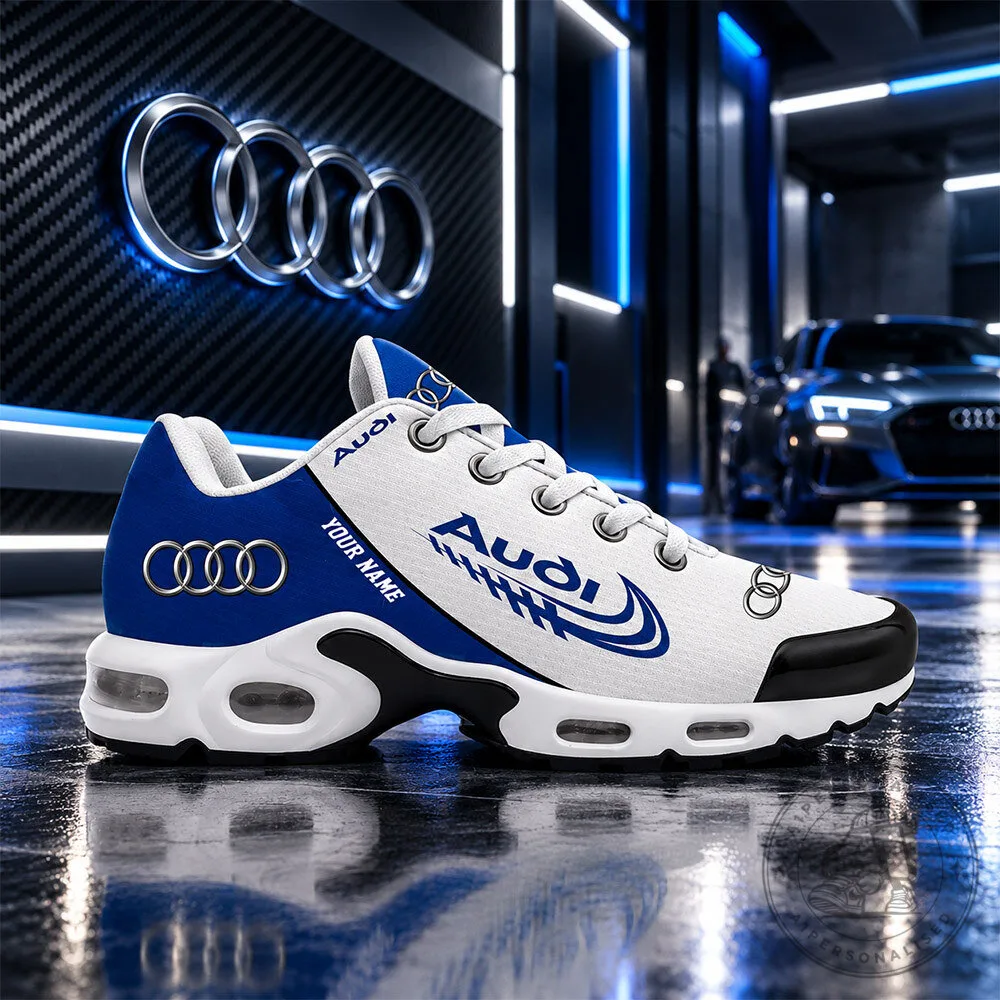 Audi Racing Blue White Custom Name Air Max Style Sneakers | Footwear