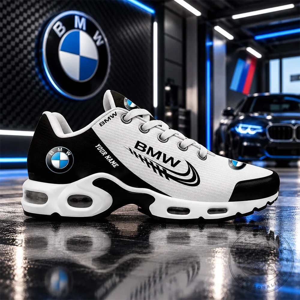 BMW Motorsport Black White Custom Name Air Max Sneakers | Footwear