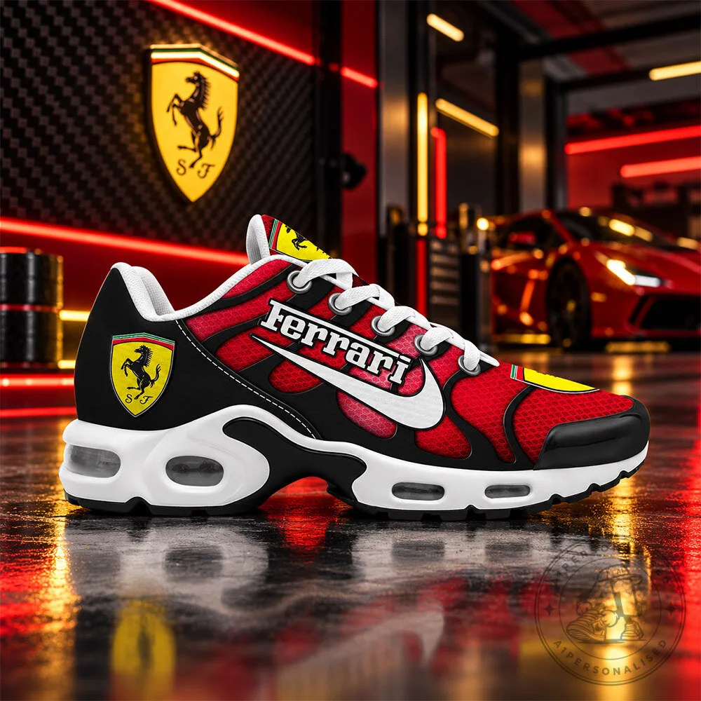 Ferrari Racing Red Black Air Max Plus Style Sneakers | Footwear