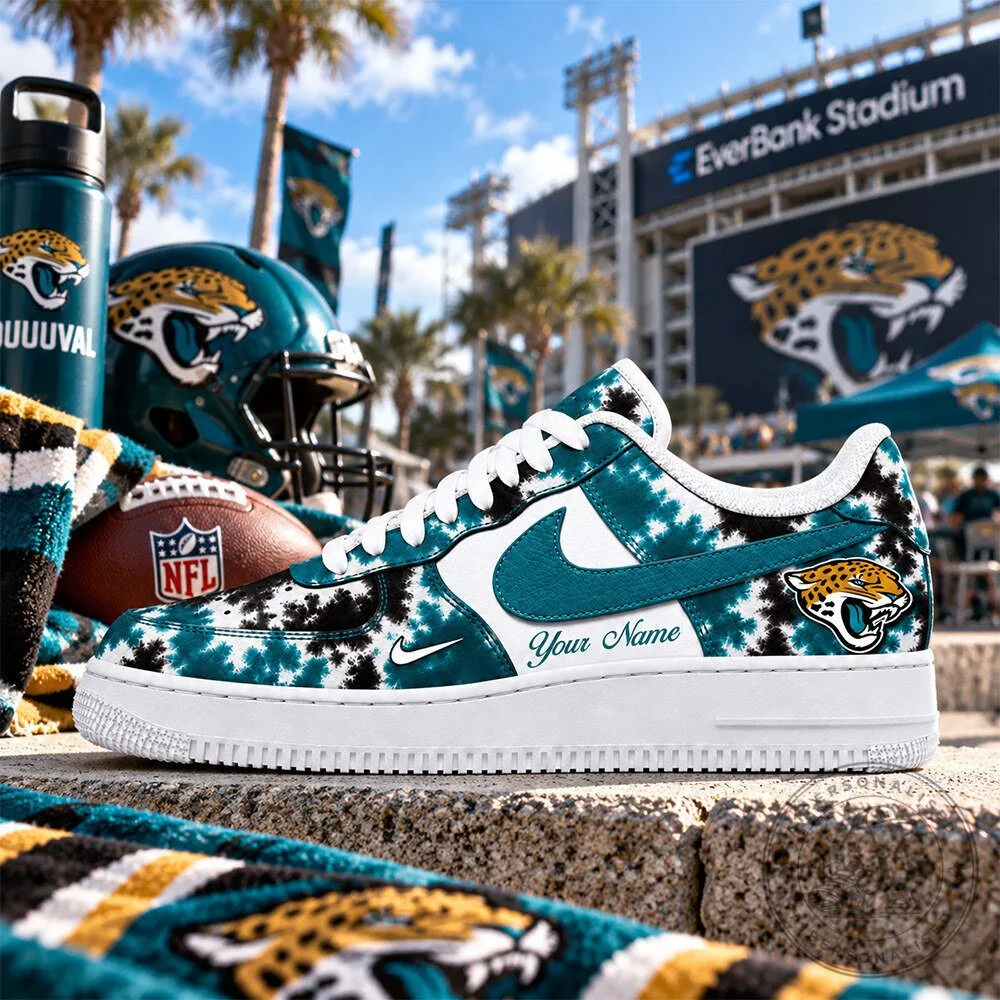 Jacksonville Jaguars Tie Dye Custom Name Air Force 1 Low Sneakers | Footwear