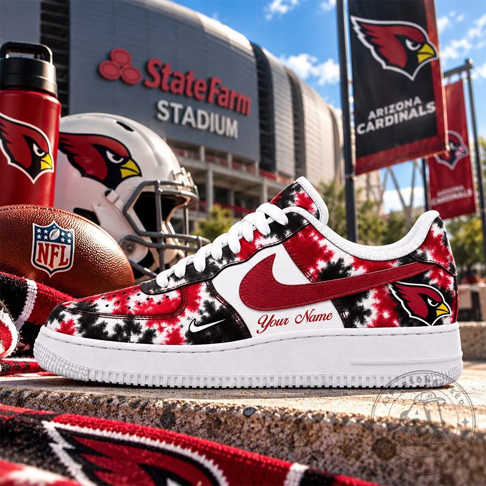 Arizona Cardinals NFL Tie Dye Custom Name Air Force 1 Low Sneakers | Footwear